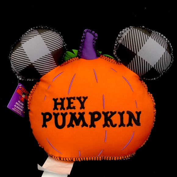 2021 Disney Parks Mickey Mouse Hey Pumpkin Halloween Pillow Jack O Lantern - NEW - Picture 2 of 2